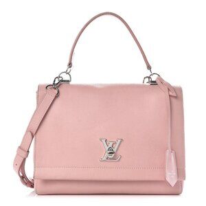 Authentic Louis Vuitton Soft Calfskin Lockme Top Handle Rose Ballerine Pink Bag